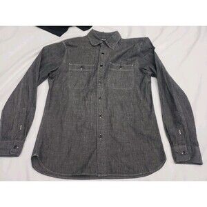 Todd Snyder Chambray Work Shirt Mens Medium Charcoal Grey Button Long Sleeve